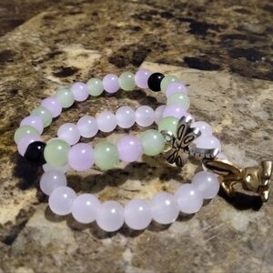 Elegant Beaded Bracelet Set with Butterfly Charm